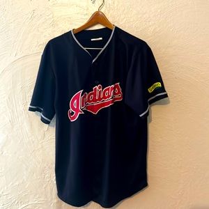 Navy blue indians Andrew Miller baseball jersey